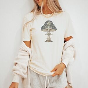 Ornate Mushroom Mandala Graphic Tee Mystical Nature Art